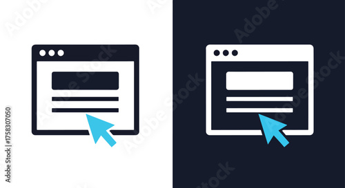 Vector glyph solid icon 24 web browser window with cursor and input fields -  editable modern style icon.