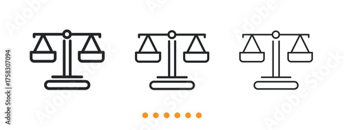 Scales of Justice and Law icon. Thin line icon vector