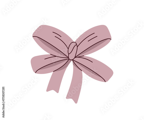 Festive ribbon bow for gift and present decoration. Holiday knot tie from tap...