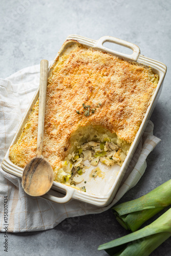 hachis parmentier de poisson cabillaud et poireaux