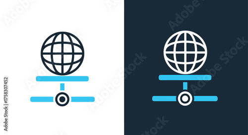Vector globe icon with network server connection abstract digital technology illustration scalable -  editable modern style icon.