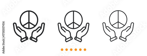 Hands Holding Peace Symbol icon. Thin line icon vector