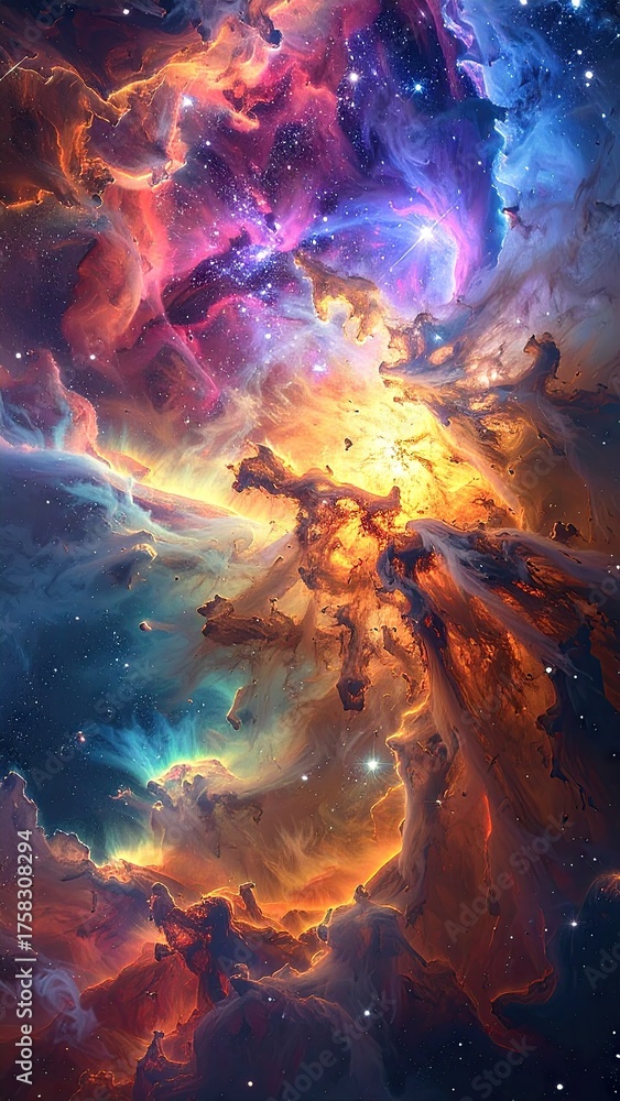 Fototapeta premium Cosmic Nebula in Vibrant Hues