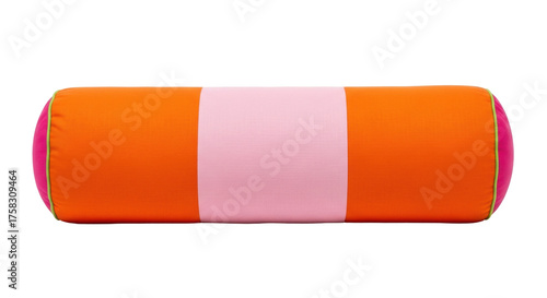 Photography Isolated brightly colored bolster pillow, a cylindrical cushion for comfort and