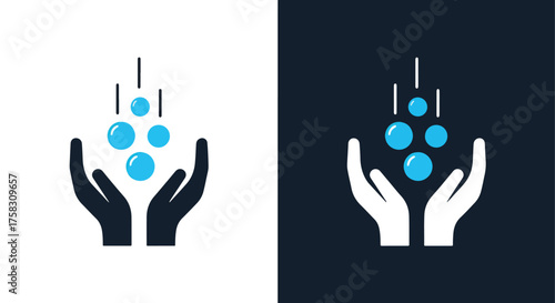 Abstract hands holding glowing spheres digital art vector illustration scalable icon -  editable modern style icon.