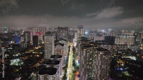 Wallpaper Mural Bright night view of Hanoi high-rise boulevard lined with lights and modern buildings. Torontodigital.ca