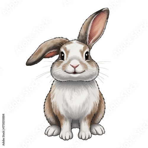 Friendly rabbit character with a welcoming and polite expression in a gentle and charming photorealistic style