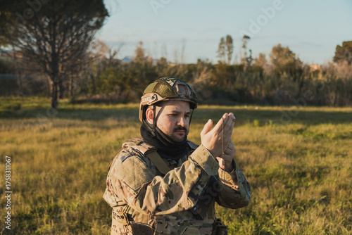 Soldier Holding In His Hands The Dog Tags Of An Ally 