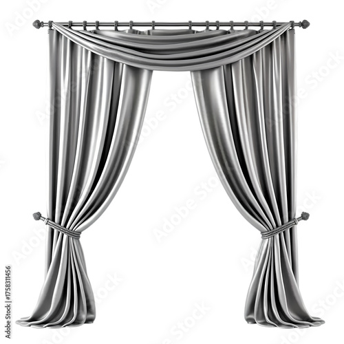 Luxury silver curtain isolated on transparent background