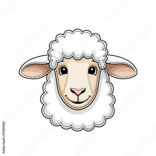Warm and friendly sheep headshot character in a cozy felt applique illustration style for gentle branding
