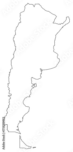 Black Outline Argentina Map American Country