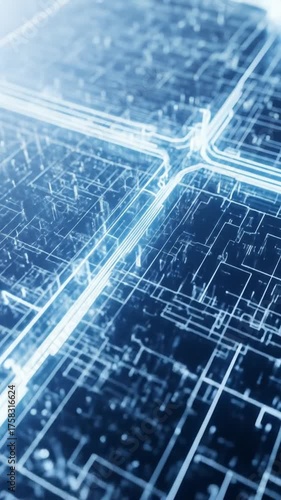 Abstract digital circuit board technology background with glowing lines.