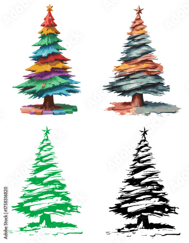 christmas and new year tree attribute for holiday stock vector illustration object icons