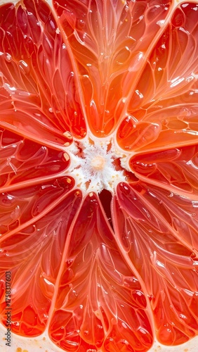 Closeup of Red Grapefruit Slice