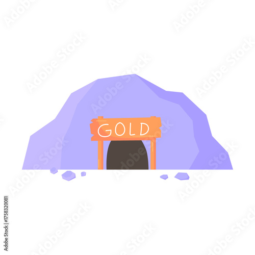 Simple Vector Illustration of a Gold Mine Entrance