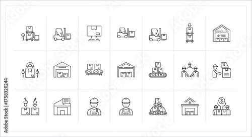 Warehouse and logistics vector icons for web