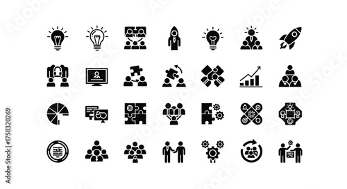 Collection of business and startup icons