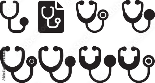 Collection of stethoscope icons in various styles