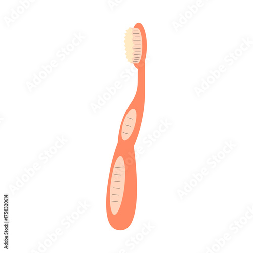 Modern Coral Orange Toothbrush Isolated Vector for Dental Care