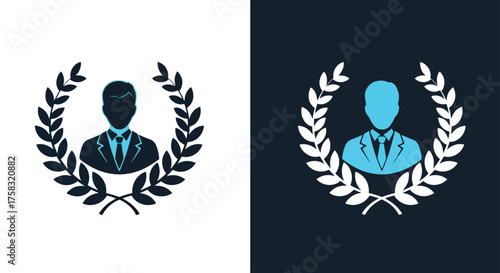 Modern professional achievement award laurel wreath icon set for business and recognition -  Glyph solid icon - Editable modern style icon.