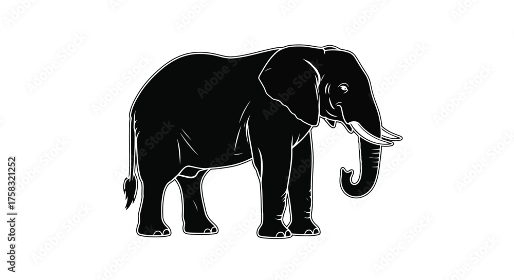 Fototapeta premium Silhouette of an elephant standing in full view