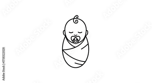 Illustration of a sleeping baby wrapped in blanket