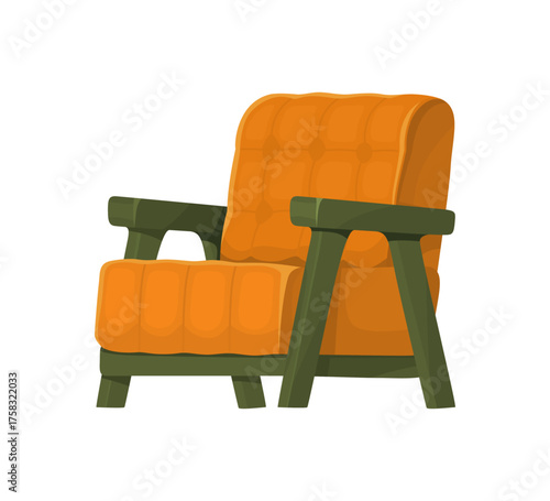 Orange quilted armchair vector illustration