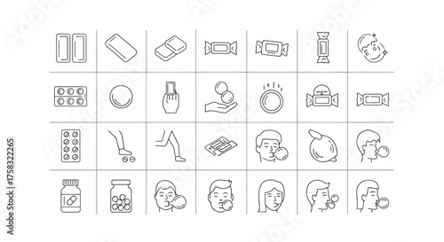 Collection of chewing gum and candy icons