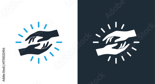 Symbolic hands reaching out connection hope support help giving receiving care friendship -  Glyph solid icon - Editable modern style icon.