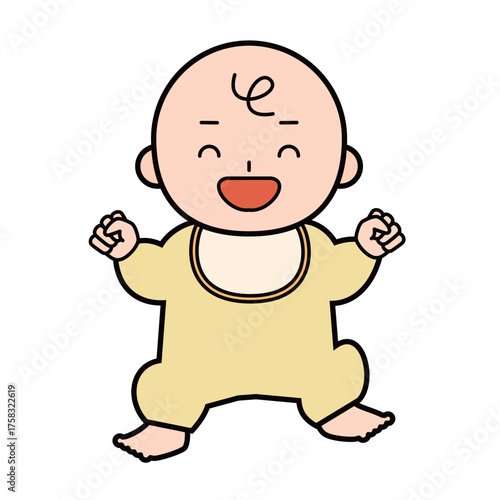 大喜びの赤ちゃんの全身のイラスト