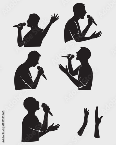 vector silhouettes of people man singer