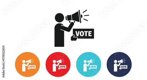 Vote concept with megaphone, encouraging participation