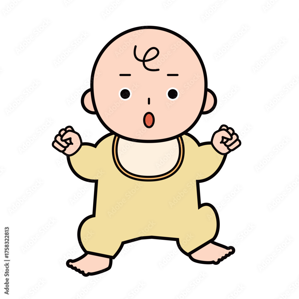 Fototapeta premium 驚いている赤ちゃんの全身のイラスト