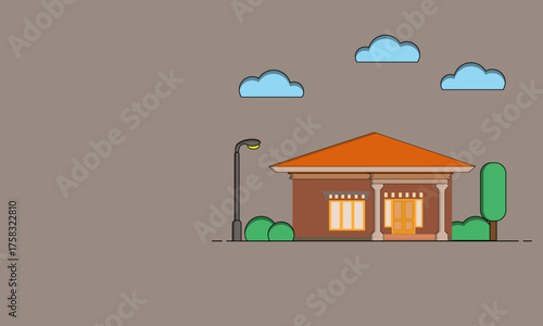 Vector Illustration Geometric 1 Story Clasic House