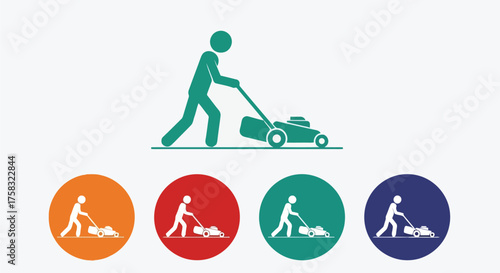 Lawn mower icon set for gardening services