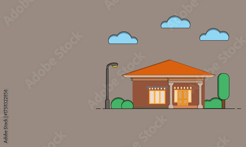 Vector Illustration Geometric 1 Story Clasic House