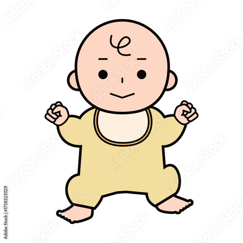 ごきげんな赤ちゃんの全身のイラスト