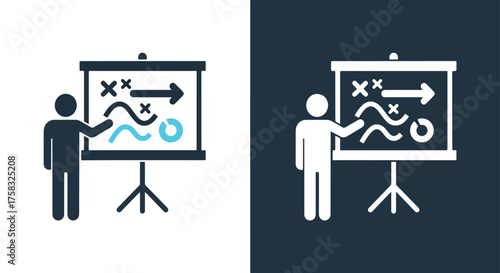 Business presentation icon set strategy planning meeting training session coaching concept -  Glyph solid icon - Editable modern style icon.