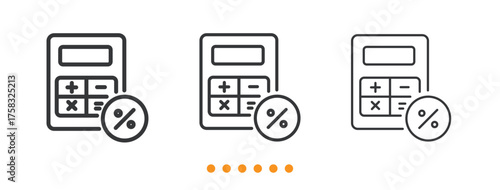 Calculator with Percentage Discount icon. Thin line icon vector