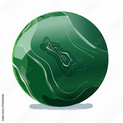 The smooth, polished, dark green surface of a jade stone displays internal, unique, milky white veins.
