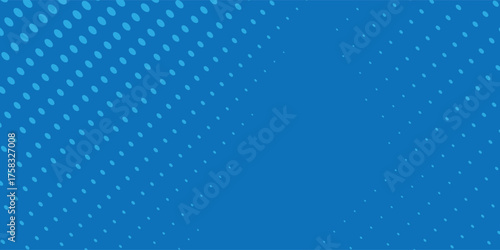 Modern Cyan blue pop art background with halftone polka dots in retro comic style