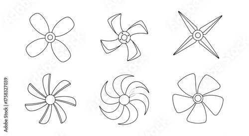 Collection of fan blade designs illustration
