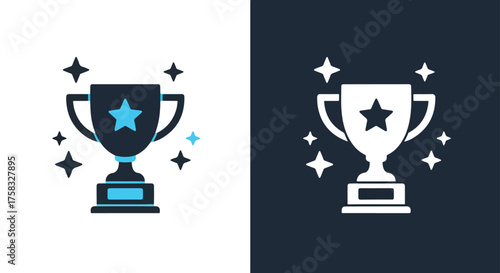 Trophy icon set for general platforms showcasing achievement and success -  Glyph solid icon - Editable modern style icon.