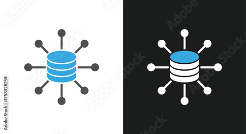 Digital network data storage hub icon symbol connecting devices worldwide modern technology concept -  Glyph solid icon - Editable modern style icon.