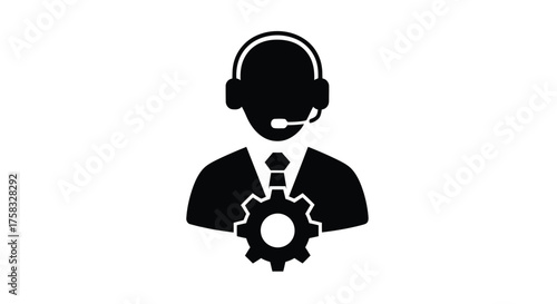 Technical support operator with headset and gear