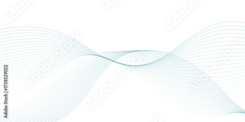 Abstract blue smooth wave on a white background. Dynamic sound wave. Design element. Vector illustration.	
