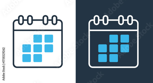 Modern calendar icons set featuring days and dates for scheduling and planning -  Glyph solid icon - Editable modern style icon.