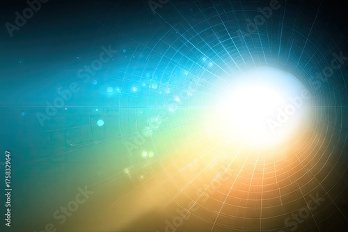 Tunnel vision light at the end, swirling grid design.