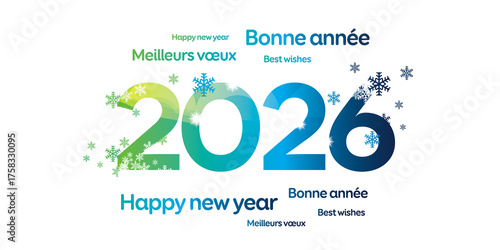 Bonne année 2026 nouvel an vert bleu
