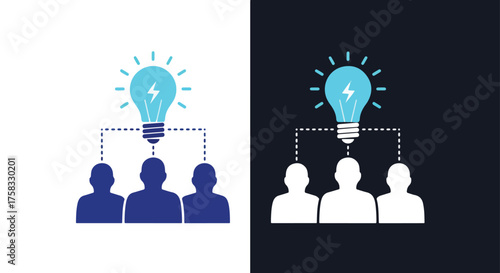 Team brainstorming session idea generation lightbulb concept icons for collaboration and innovation -  Glyph solid icon - Editable modern style icon.